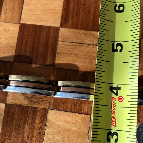 Gorgeous Vintage Tri Mixed Metales Taxco Bar Panel Link Bracelet - Picture 9 of 16